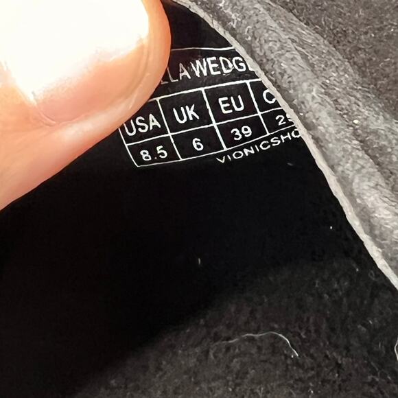 Vionic Willa Wedge Loafers Suede Slip On Black Women's 8.5 NWD Water Repellent - Picture 11 of 12